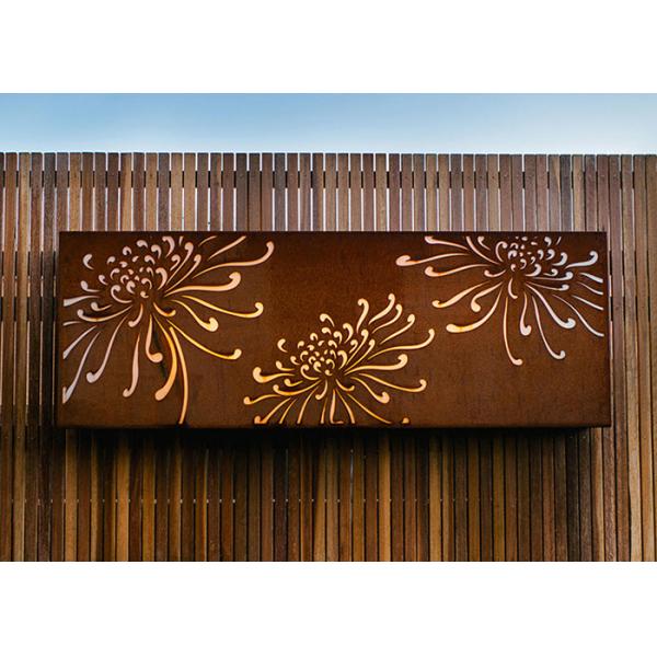 External Decorative Corten Steel Garden Screens With Chrysanthemum Pattern