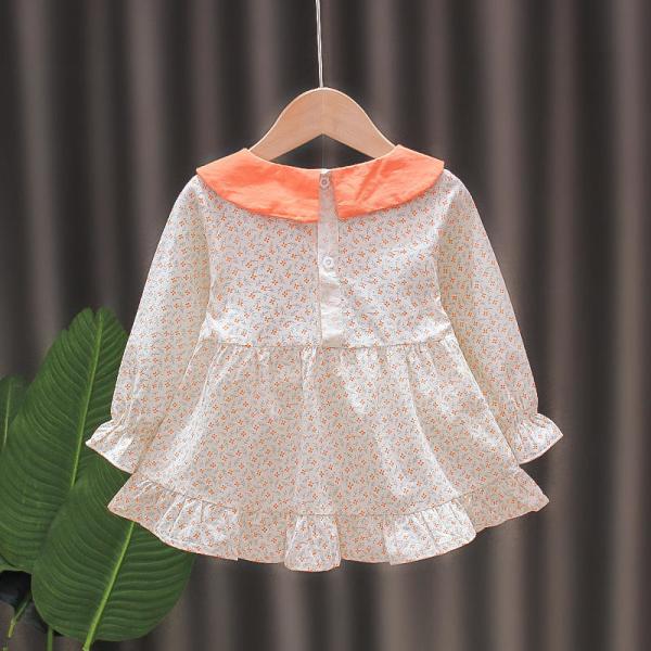 Little Girl Long Sleeve Cotton Floral Dresses Spring Children'S Clothing