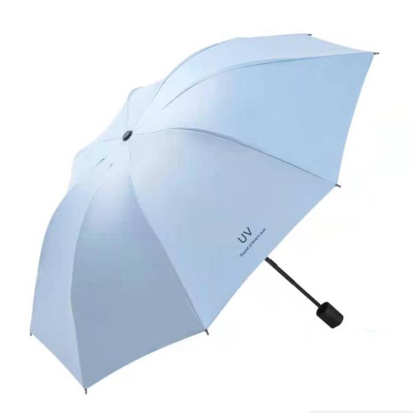 190T Nylon Fabric Three Fold Thick Vinyl Automatic Sunblock Umbrella for Child Safety