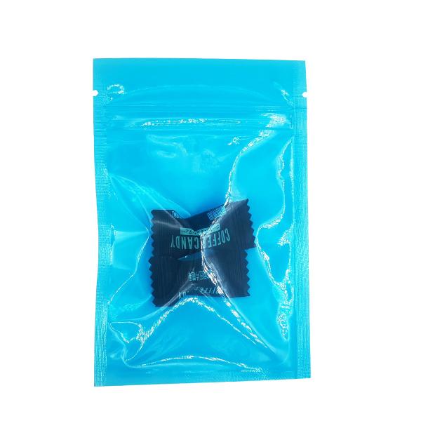 Custom Translucent Blue Flat Heat Seal Bags Resealable Zipper Pouches for Food, Snacks, Candy, Cookies Packaging