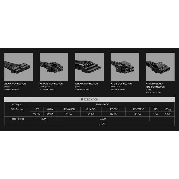 100V-240V Desktop Gaming Computer PSU PC Power Supply 850W Full Modular 80 Plus