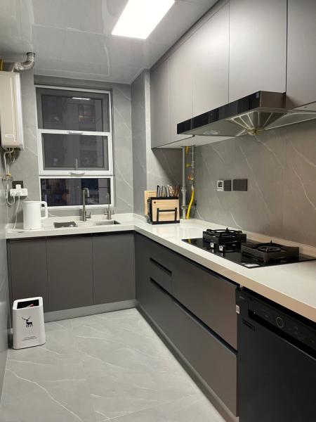 Modern Kitchen Cupboard Melamine Kitchen White Lacquer Chinese Furniture