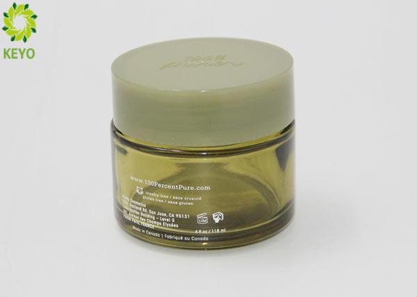Round Shape Green Cosmetic Face Mask Jar 50g Heat Resistant Glass Material Made