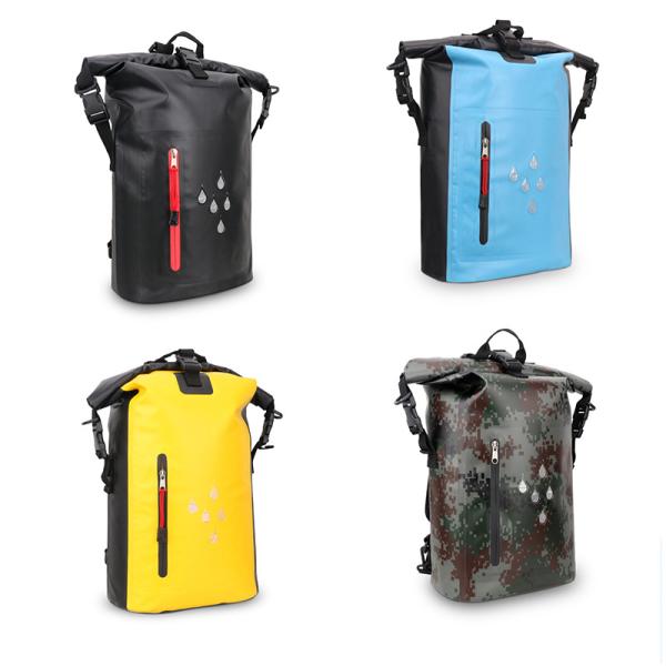 25 Liter PVC Lightweight Waterproof Backpack , Waterproof Roll Top Bag With Zipper