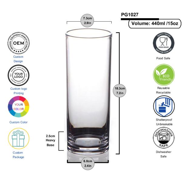 Stackable Hi Ball Plastic Tumbler Glasses Colorful Unbreakable SAN Vodka Shot Glasses