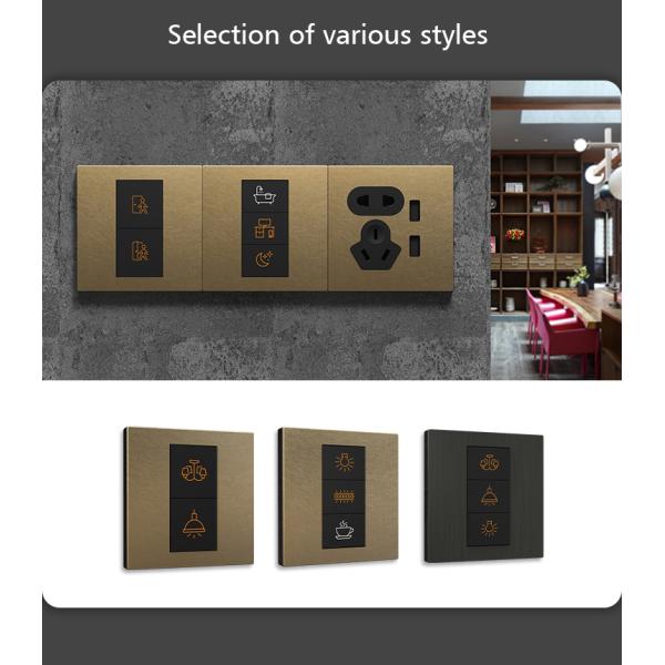 Metal Light Wall Switch Push Button RS485 Vertical Style Multi Color