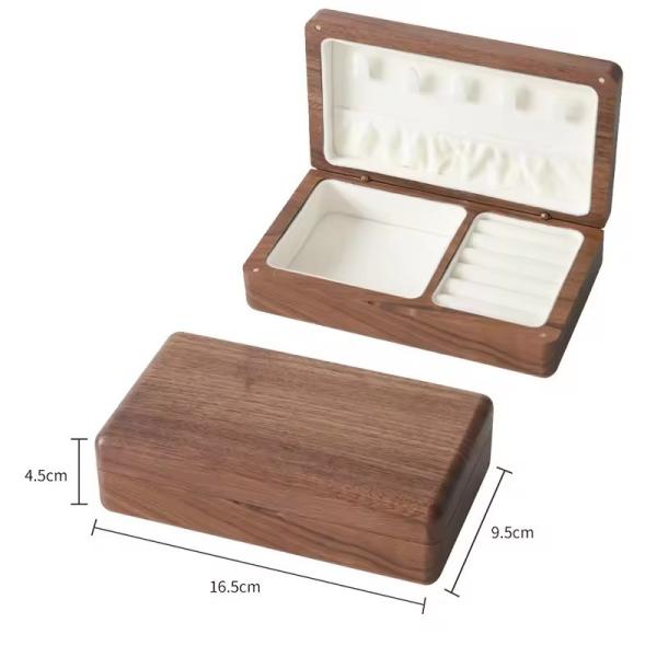Durable wood jewelry storage box Ring Jewelry Packaging box Custom logo Walnut jewelry box
