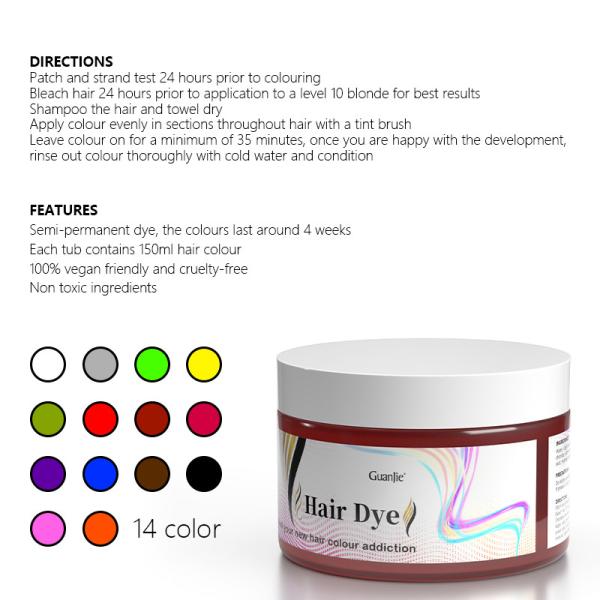 Customizable Vegan Semi Permanent Hair Color Liquid Hair Dye For Trendy Fashion Hair