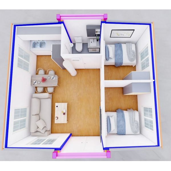 20FT Expandable Prefab Container House with Hot DIP Galvanized Frame and Structural Insulated Panels