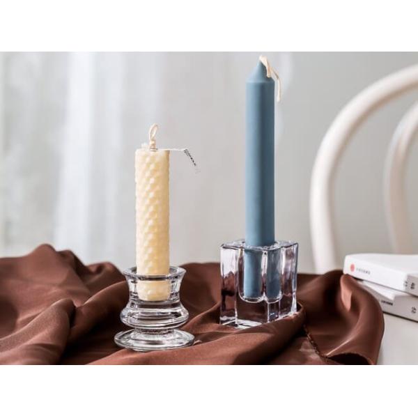 2 Inch Small Clear Glass Taper Candle Holders Lead Free Customized