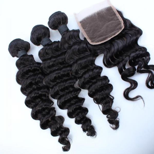 7A Top Quality Virgin Brazilian Human Hair Bundles With Cheap Free Parting Lace Closure