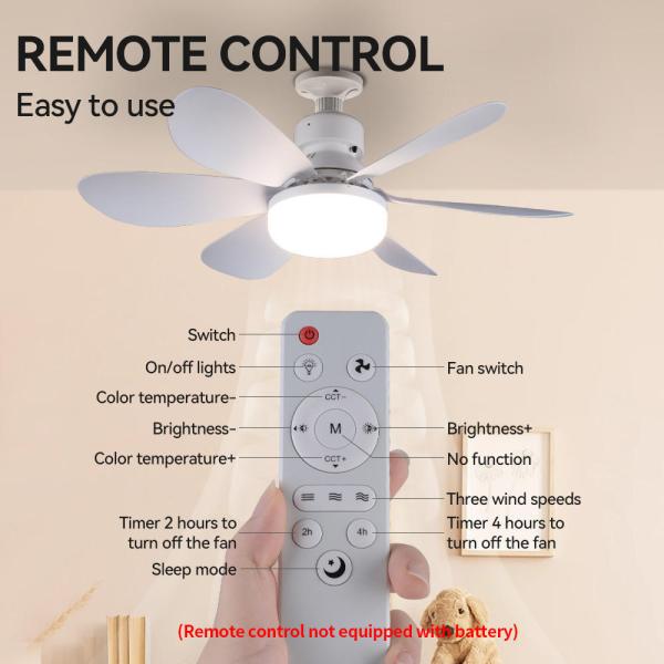 Lumière de ventilateur à LED moderne E27 télécommande 3 couleurs modifiables Vitesse du vent forte 52CM 32W AC85-265V