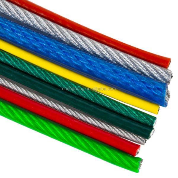 Galvanized PVC PU Coated Steel Cable Plastic Coated Wire Rope with GB Standard Diameter 2mm-38mm 7*19