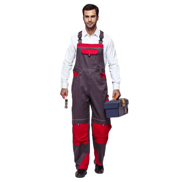 2 Tone Contrast Bib & Brace Workwear Protective Haif Overall With Reflective Piping