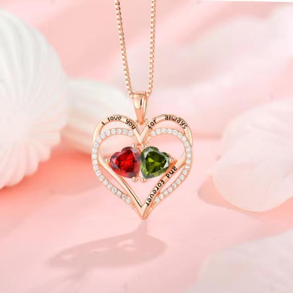 YASVITTI 925 Sterling Silver Eternal Love Heart Pendant Necklace Personalized Rose Gold Plated Crystals CZ Necklace