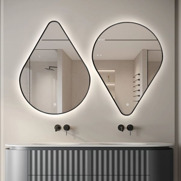 Teardrop LED Bathroom Mirror , LED Backlit Bathroom Vanity Mirror Wall Mounted