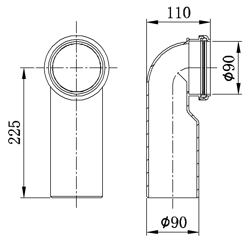 Black Plastic Belt Rubber Toilet Water Tank Discharge Elbow Pipe Sealing Drainage Pipe