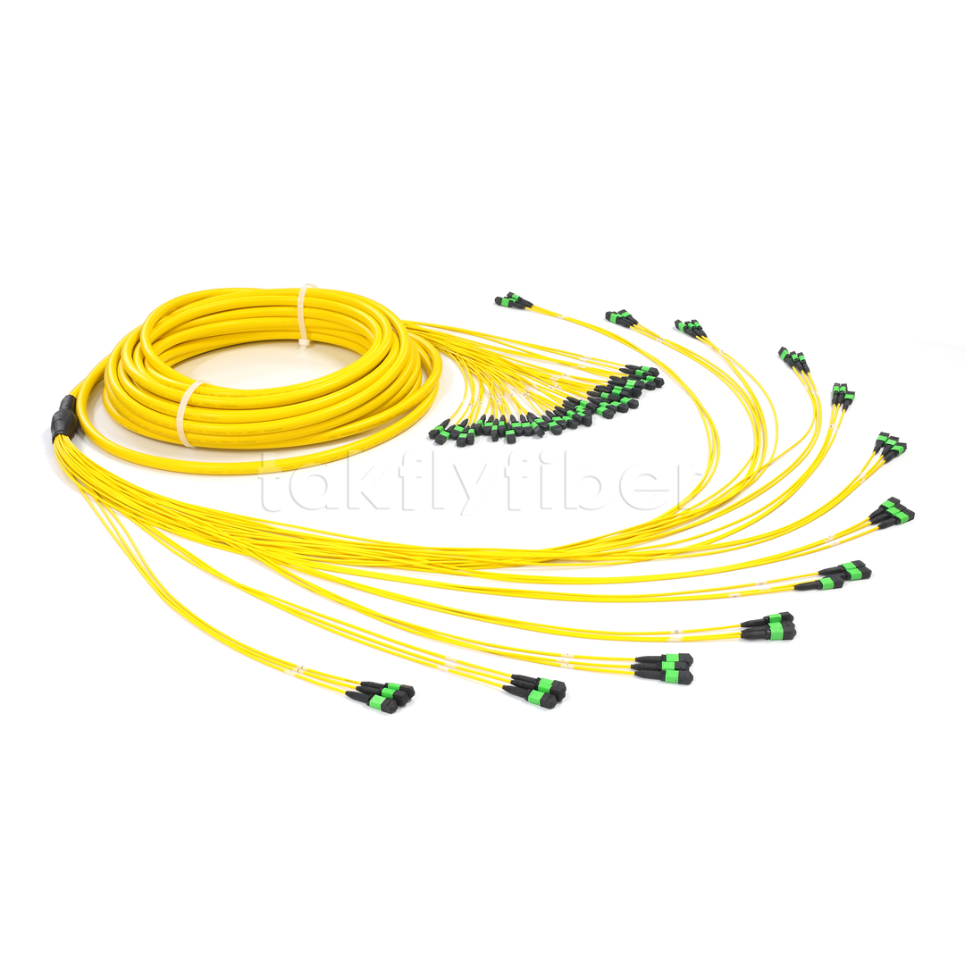 Amphenol Customized 288 Fibers 0.35dB Max Insertion Loss Singlemode OS2 MPO Trunk Cable for Data Center