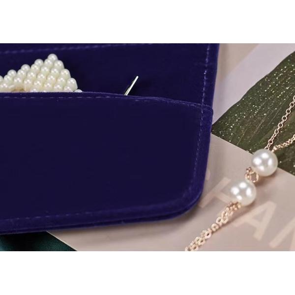 Midnight Blue Heavy Suede Jewelry Roll Organizer Jewelry Roll For Necklaces