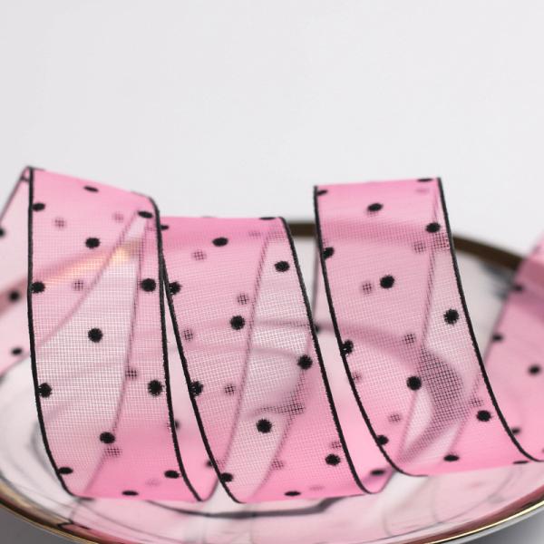 10mm-60mm Dot Velvet Wired Ribbon Вышивка двусторонняя бархатная лента