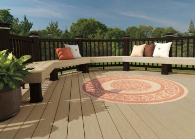 Decking composto impermeável do carvalho WPC reciclável com plataformas da co-extrusão