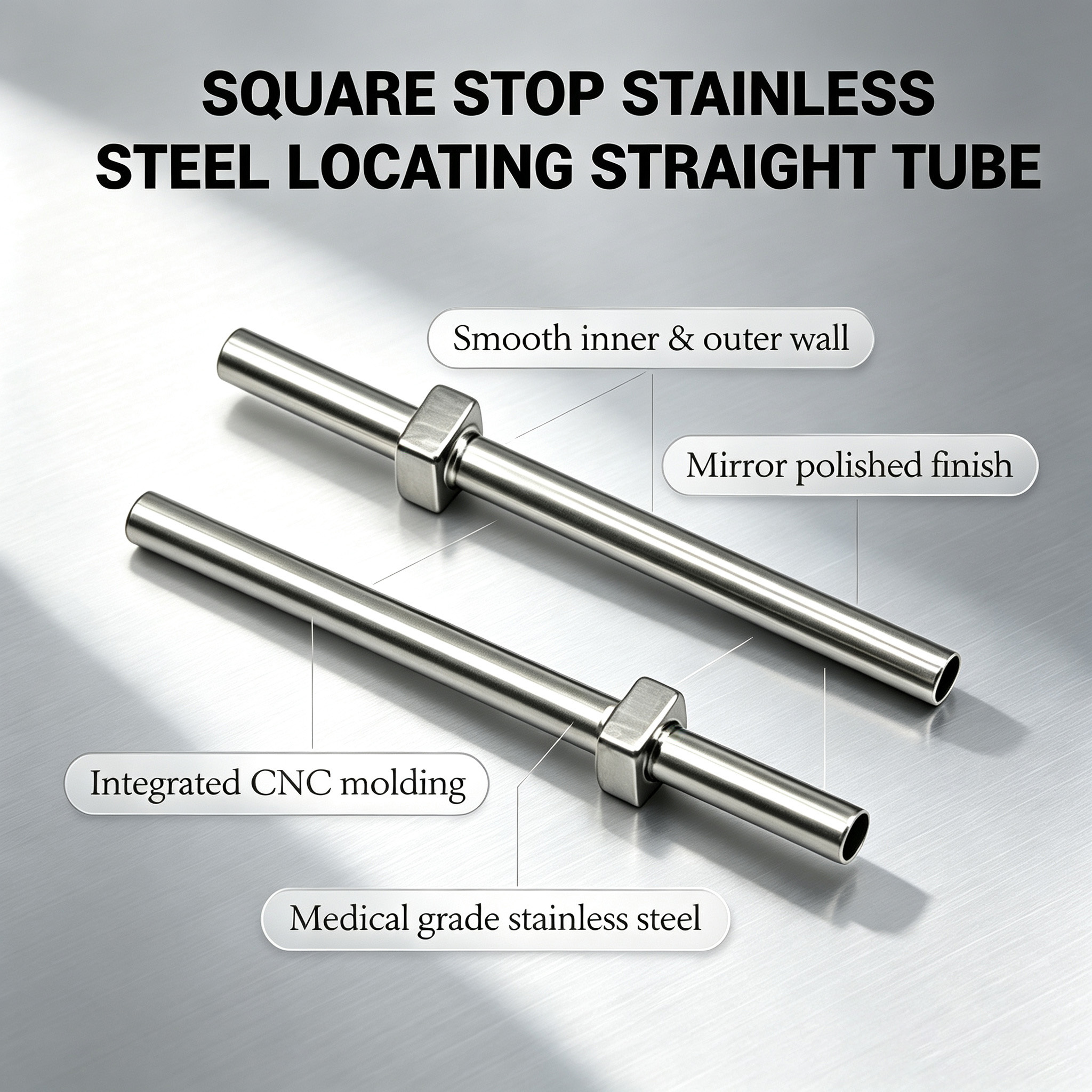 Customized Small Straight Stainless Steel Tube With Square Fitting