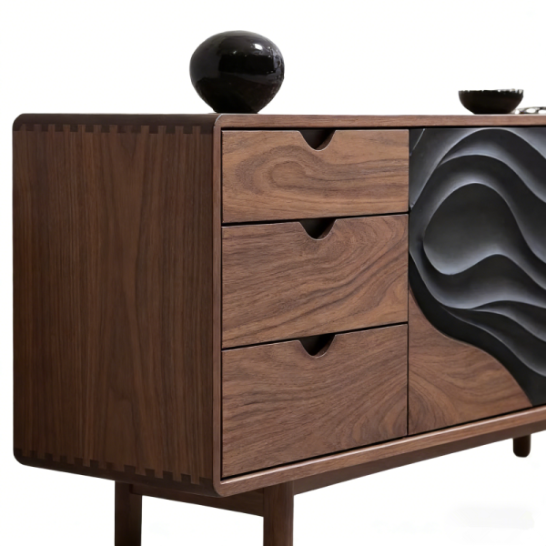 Nordic Modern Design Solid Wood TV Cabinet Black Walnut Sideboard & Tea Cabinet Wooden for Home Living Room Furniture