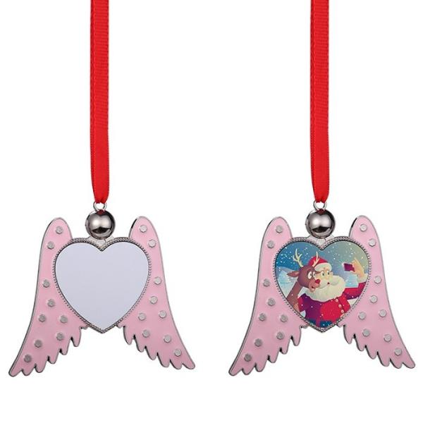 Sublimation Blank Metal Angel Wings Christmas Ornaments Custom Christmas Gifts