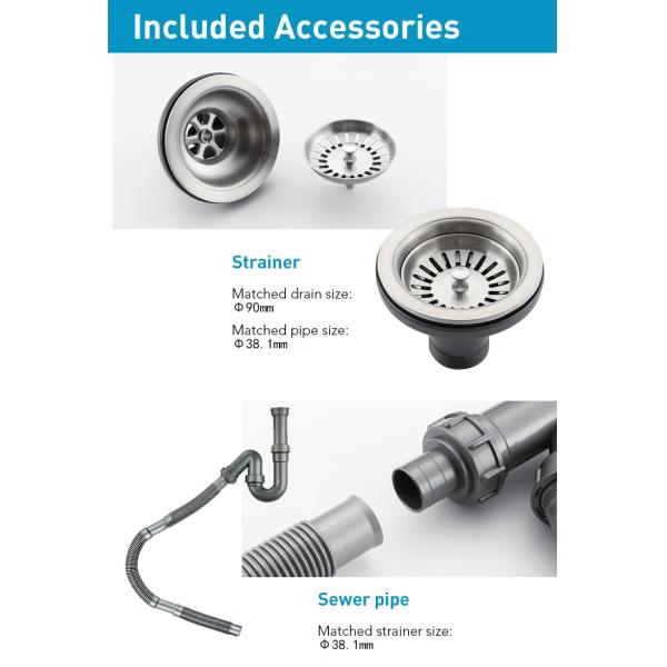 18 Gauge Workstation Stainless Steel Kitchen Sink With Strainer Silver Brushed Finish