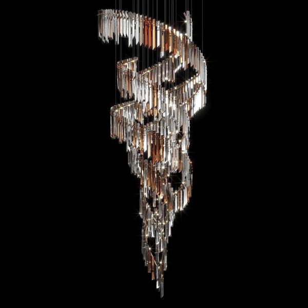 Warm 3000K Chandelier In Copper With Clear Glass For Hotel Interior Furniture