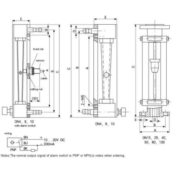 Ротаметр газа стеклянной лампы корозии регулятора потока массы газа ODM OEM анти-