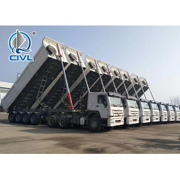 CIMC Semitrailer Rear 50 Ton 4 Axle Dump Semi Trailer Trucks With Front Lifting