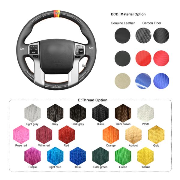 MEWANT Auto Parts For Toyota Land Cruiser Prado Tacoma Tundra Sequoia Best Leather Car Carbon Fiber Steering Wheel Cover