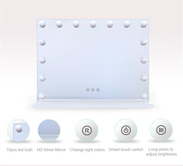 15 Bulbs Lighted Vanity Mirror 5mm LED Hollywood Mirror Round With USB Port