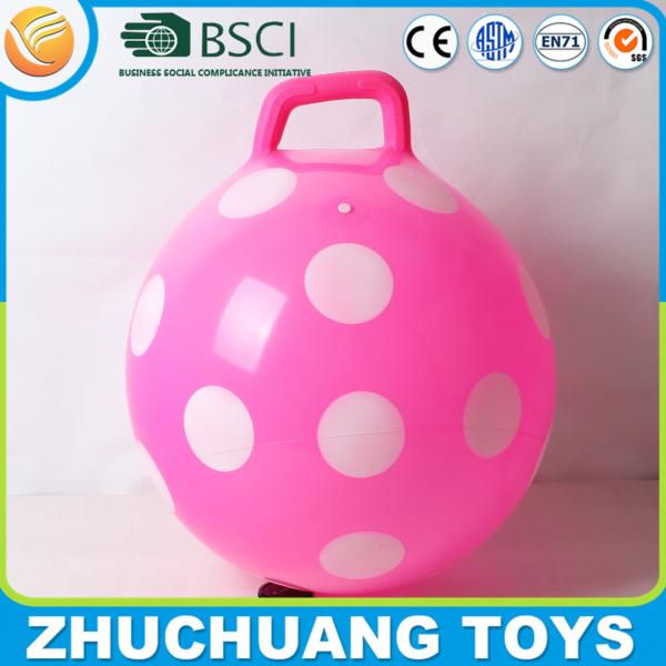 dot print inflatable bounce handle ball for kids