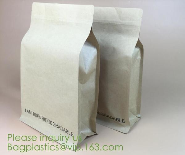 Biodegradable, Compostable, Corn starch Bags, square bottom bags, block bottom, round bottom, stand up pouch zip bags