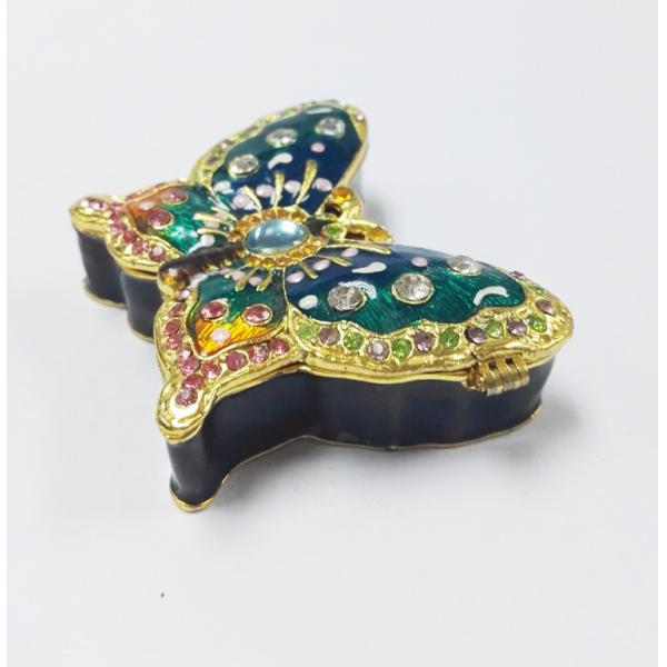 Design Cute Love Butterfly Round Metal Small  Jewelry Boxes