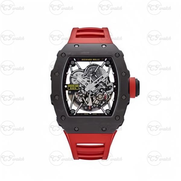 Richard Mille RM 35-02 Esfera Esqueleto Caja TPT de Cuarzo Rojo Reloj Deportivo Automático de Lujo