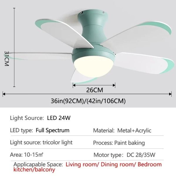 Control Low Floor Household Fan lamp colorful Children Room Ceiling Fan Light(WH-VLL-33)