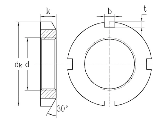 Self Locking Bearing Round Lock Nut Mild Steel Material DIN981 M3 X 20 Size