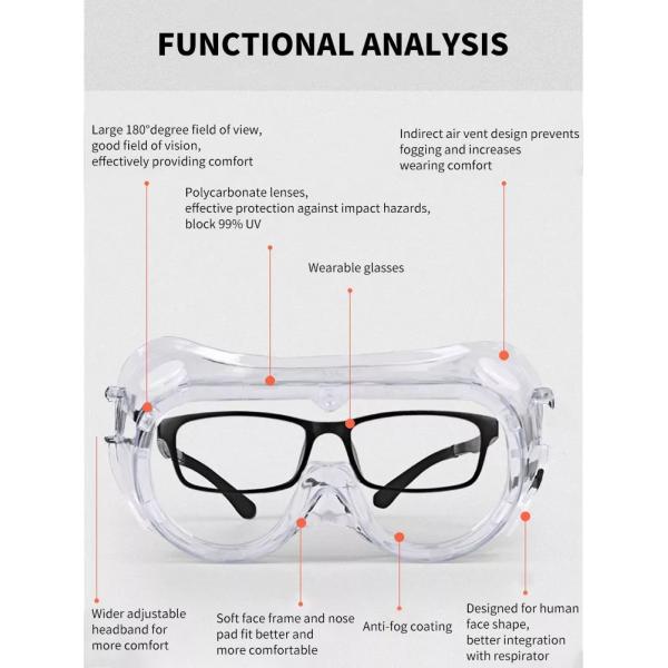 Scratch Resistant Medical Safety Goggles Custom Anti-Splash Hospitable Grade