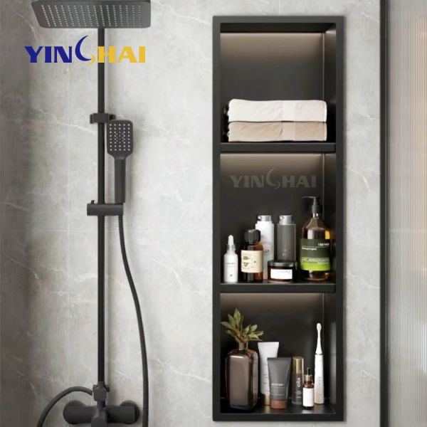 Home Bathroom 304 Stainless Steel Recessed Shower Shelf Customization Rustproof