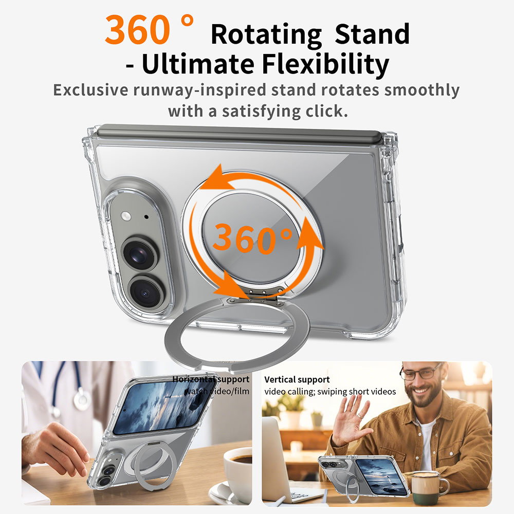 Laudtec Wholesales Slim Durable Design Foldable Case for iPhone 18- Hard PC Back Magnetic 360 ° Rotating Kickstand
