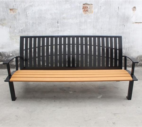 Glossy Matte Finish Outdoor Recycled Plastic Benches With Powder Coated Steel Frame