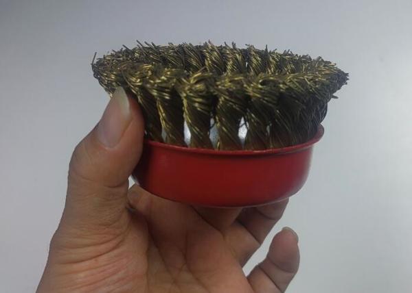 4 Inch OD Twisted Knot Copper Wire Cup Brush 16mm Inner Hole For Removing Paint