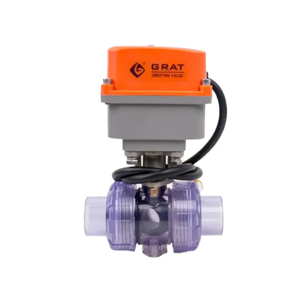 Electric UPVC Ball Valve with Mini Smart Actuator, Remote/Local Control Switching, Corrosion-Resistant, Visual Flow Indication