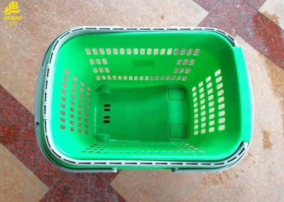PP Materials 50L Hand Held Shopping Baskets With Handle PU Wheels Light Green Colour
