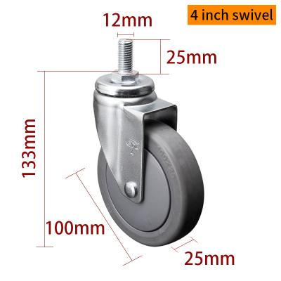 Couche en zinc légère 4 pouces roues pivotantes 100mm 3714S-57