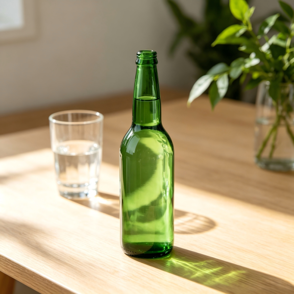 620ml Emerald Green Glass Beer Bottles Crown Cap Container Packaging 480g CY-605