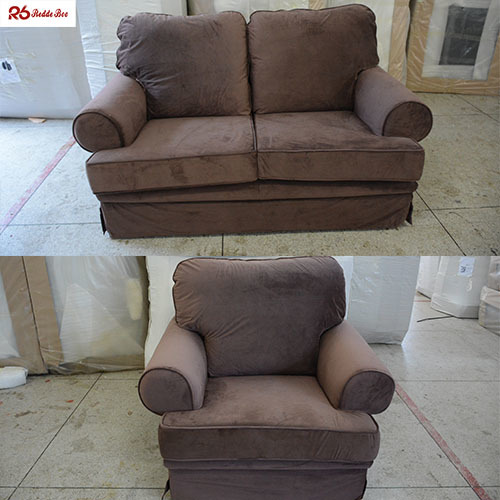 Anti Wear Removable Beige Cotton Linen Material Couch Sofa 2 Seater